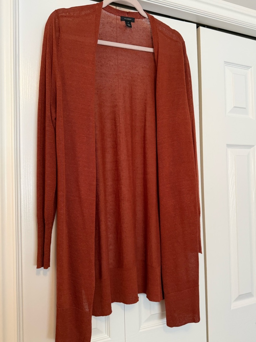 Halogen Open-Front Cardigan in Rust Orange
